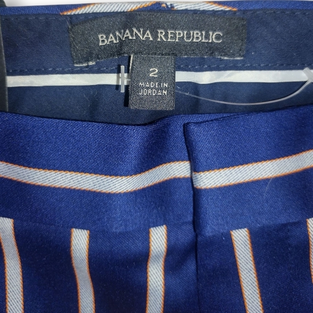 NWT Banana Republic Ryan Pant | Navy White & Rust | Striped Slim Straight Size 2 - Picture 11 of 14